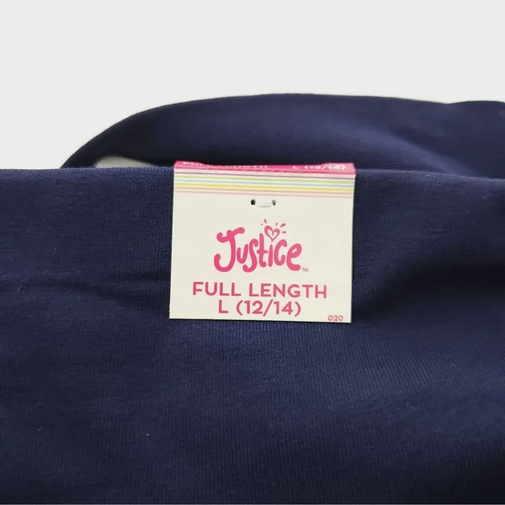 New Justice Full Length Leggings Large 12/14 Navy Blue Girls Pants